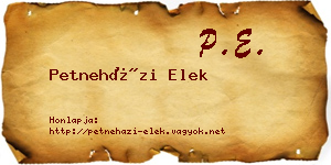 Petneházi Elek névjegykártya